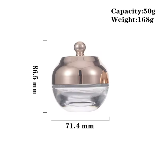 High Quality 30g 50g Round Shape Cosmetic Glass Jar Face Cream Skin Care Cream Glass Jar with Light Golden Cap