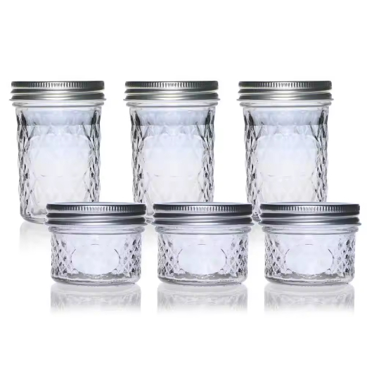 in stock 100ml 250ml diamond shape glass mason jar jam honey glass jar with tin lid