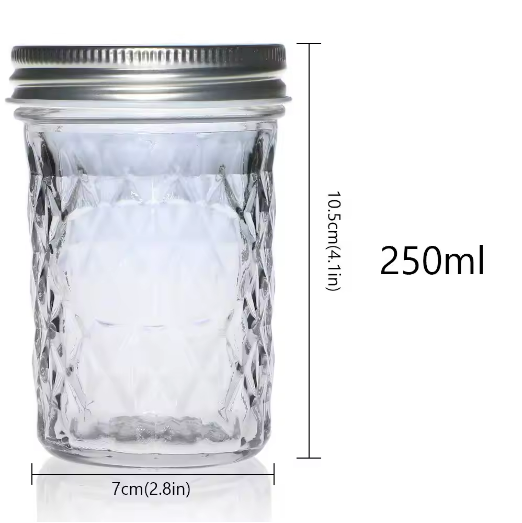 in stock 100ml 250ml diamond shape glass mason jar jam honey glass jar with tin lid