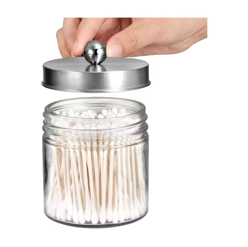 Bathroom Vanity Glass Storage Organizer Holder Canister Apothecary Jars for Cotton Swabs Rounds Balls Packing Glass Bottle