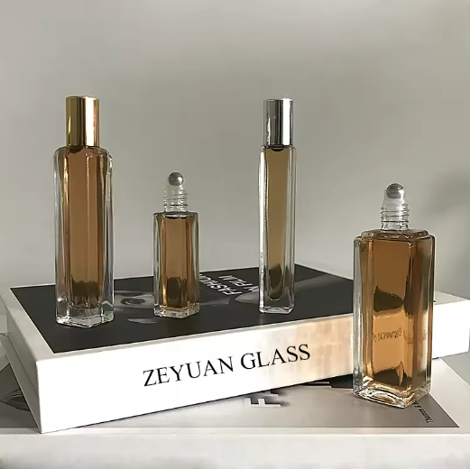 Square Roll On Glass Bottle Empty perfume bottle roll on 15ml 30ml 9ml 8ml With Glass Plastic Steel Roller