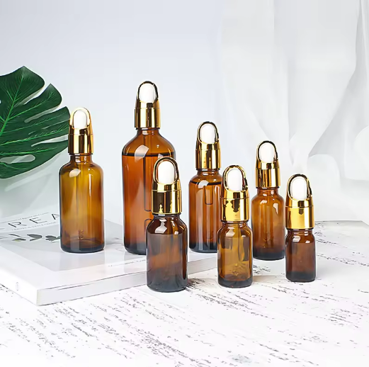 5ml 10ml 15ml 20ml 30ml 50ml 100ml Skin Care Amber Cosmetic Glass Essential Oil Bottle With Dropper ﻿