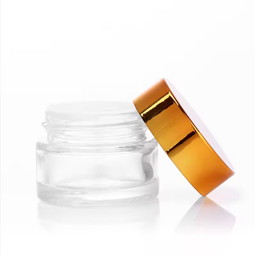 5g 10g 15g 20g 30g 50g 100g glass cosmetic cream jar with gold and silver lid