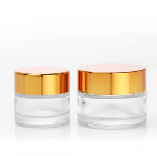 5g 10g 15g 20g 30g 50g 100g glass cosmetic cream jar with gold and silver lid