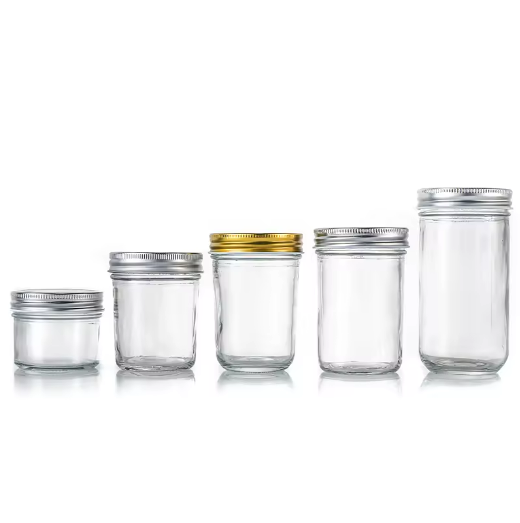 Clear Empty100ml-730mlWholesale Glass Food Jar Honey Coconut Oil Jam Packaging with Gold or SilverScrew Lid