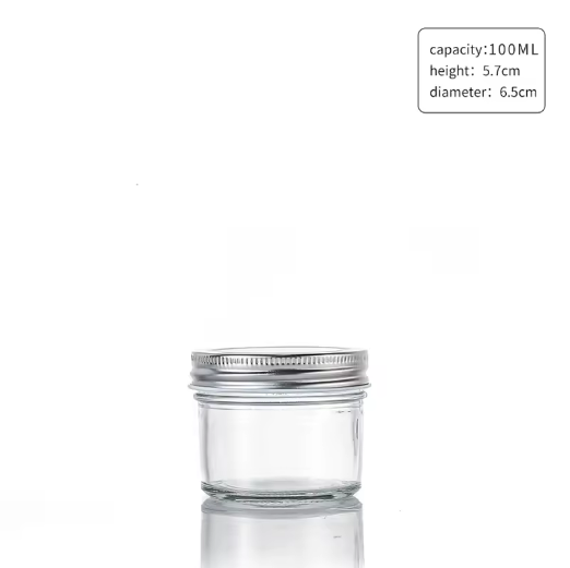 Clear Empty100ml-730mlWholesale Glass Food Jar Honey Coconut Oil Jam Packaging with Gold or SilverScrew Lid