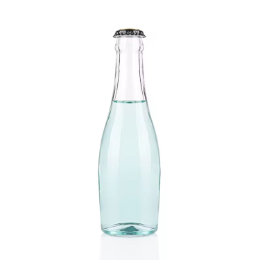 Wholesale 200ml good quality clear empty juice soda sparkling water cola beverage glass bottle with pull ring crowm cap