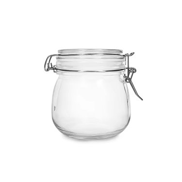 Wholesale 500ml Small Size Kitchen Glass Food Storage Jar Glass Jars with Airtight Clip-on Lids