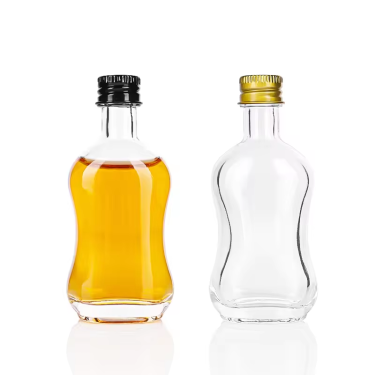 Wholesale 50ml Mini Empty Clear Glass Liquor Wine Bottle Whisky Vodka Spirit Glass Bottle with Aluminum Caps