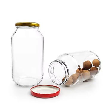 Wholesale 650ml food grade airtight empty round glass honey extra virgin coconut oil ketchup jar with metal lid