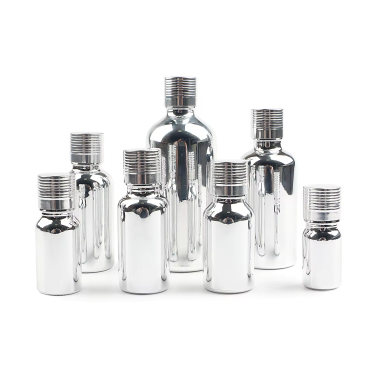 Wholesale 5ml 10ml 15ml 30ml 50ml 100ml Electroplate Silver Essential Oil Glass Bottles Glass serum bottle