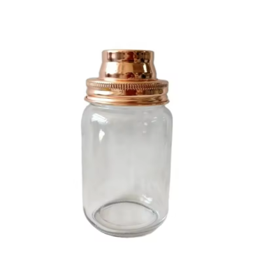 16oz/480ml Regular Mason Jar Glass Barware Gold Cocktail 304 Stainless Steel Shaker Lid 70mm shaker set