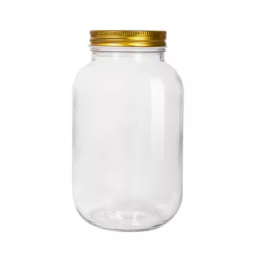 32oz1L Wide Mouth Quart Glass Mason Jars With Hermetic Gold Metal Band Lid