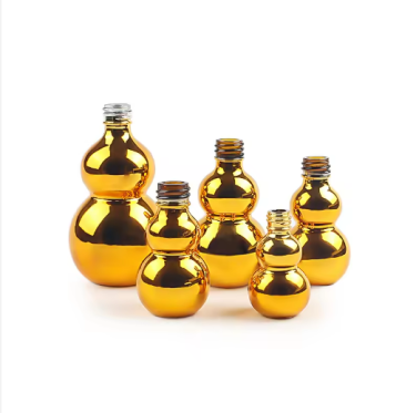 Luxury golden perfume bottle with pump spray Electroplated glass atomizer bottle