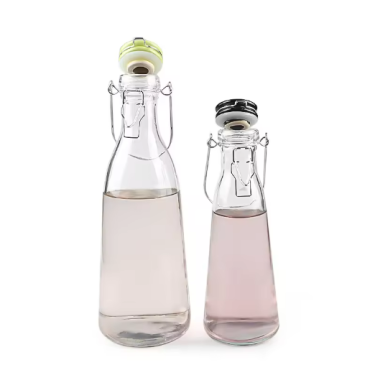 Empty 500ml 1000ml glass storage bottle for beverage with ceramics swing top