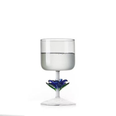 Handmade 200ml grey high borosilicate glass goblet wine bottle rose design