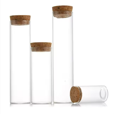 factory direct Borosilicate mini spice jar clear glass test tube bottle food storage display bottle with cork lid 30ml 50ml 90ml