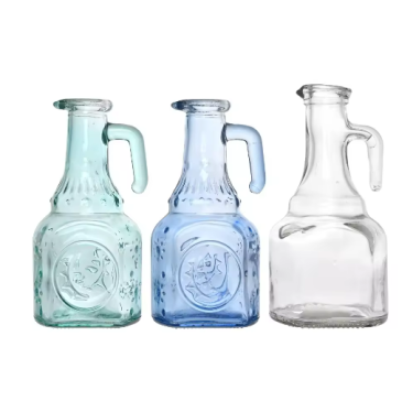 Embossed 550ml Oil Bottle Kitchen Glass Bottle for Cooking Oil with Cork