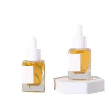 30ml 1oz transparent empty square luxury essential oil hair oil glass dropper bottle