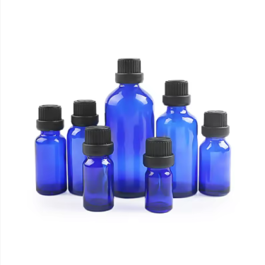 Blue color glass dropper bottle 5ml 10ml 15ml 20ml 50ml essential oil bottle with dropper lid