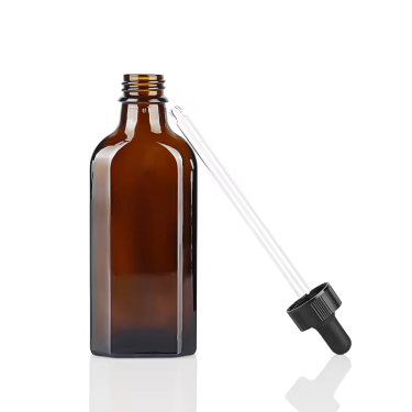 In bulk 100ml brown hair care oil bottle Flat square amber glass essence bottle