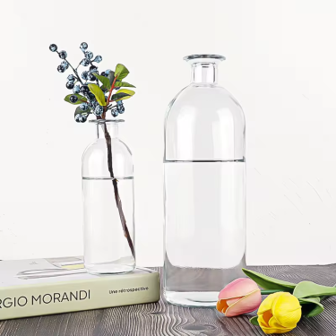 Wholesale Nordic transparent glass vase small mouth hydroponic flowers tabletop flower arrangement ware decoration