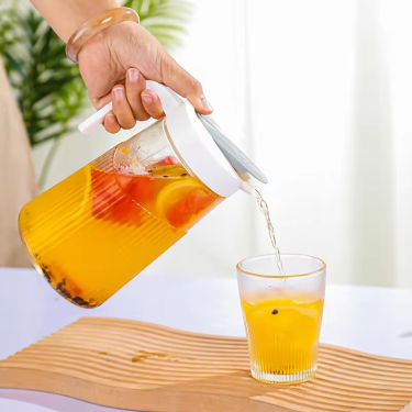 1.3L Cold water bottle household glass large capacity cup fruit cold tea kettle glass cup set