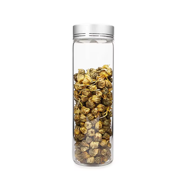 cylindrical glass food storage bottles