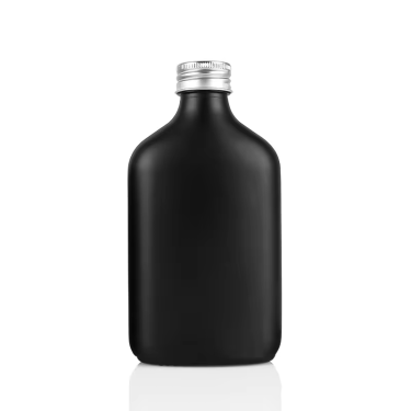 Manufacturers wholesale round shape flat shape matte glass bottles sprayed frosted black empty small glass wine bottle