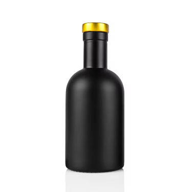 Manufacturers wholesale round shape flat shape matte glass bottles sprayed frosted black empty small glass wine bottle