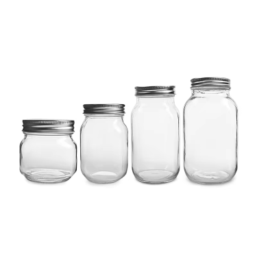 Wholesale 250ml 500ml 750ml 1000ml Transparent round shape airtight glass mason jar canning honey food storage glass jar with lid