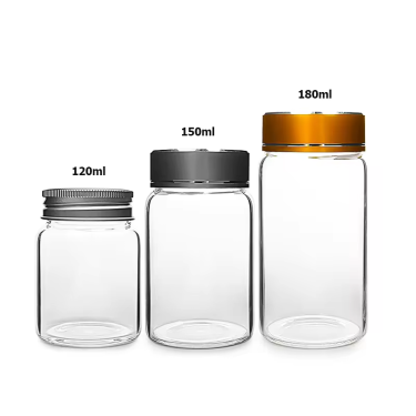 Small size 120ml 150ml 180ml high borosilicate clear empty wide mouth airtight glass storage jar with lid