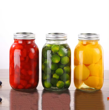 Wholesale 250ml 470ml 1000ml Wide Mouth Food Storage Mason Jar with Lid Glass Jar Supplier