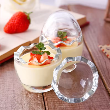 Manufacturers wholesale egg shell pudding glass bottle pudding yogurt  jelly mousse milkshake glass cups