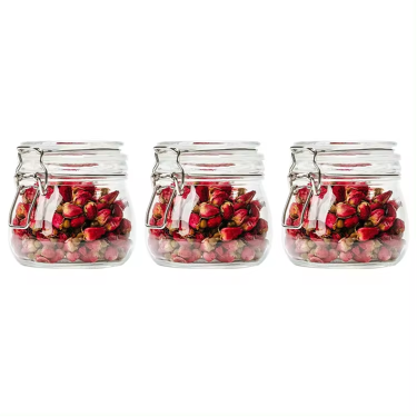 Wholesale 500ml Small Size Kitchen Glass Food Storage Jar Glass Jars with Airtight Clip-on Lids