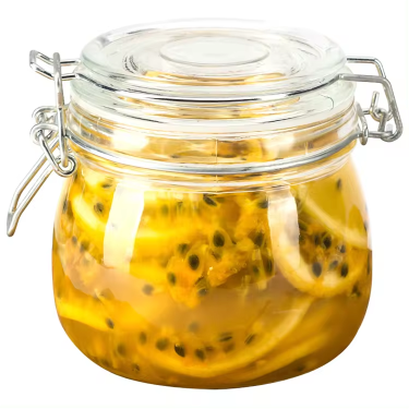 round glass jar with airtight clip-on Lid