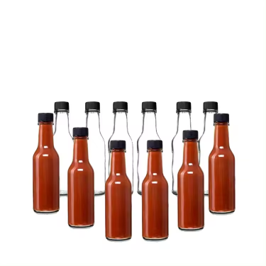 Wholesale 150ml Transparent Empty Round Chilli Sauce Jam BBQ Sauce Glass Bottle With Plastic Lid