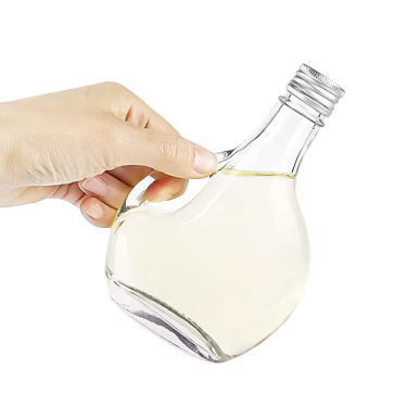 Transparent 250ml small mouth and big belly glass bottle creative handle oil pot cooking wine seasoning bottle dispense empty bottles wholesale