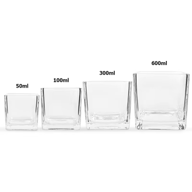 50ml 100ml 300ml 600ml Clear Square Glass Vases Planter Terrarium Flowers Vase Glass Candle Holder for Home Garden Wedding