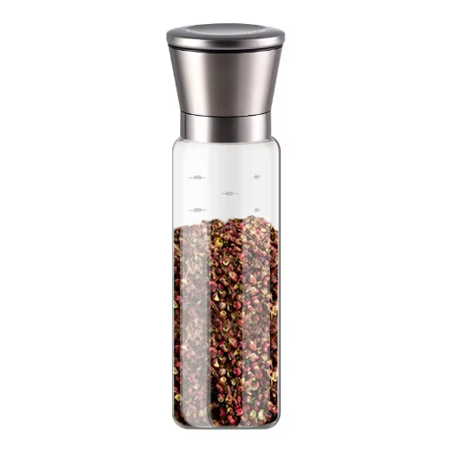 160ml-500ml mill Salt Pepper Spice Manual Glass Grinder bottle seasoning grinder with 304 screw cap