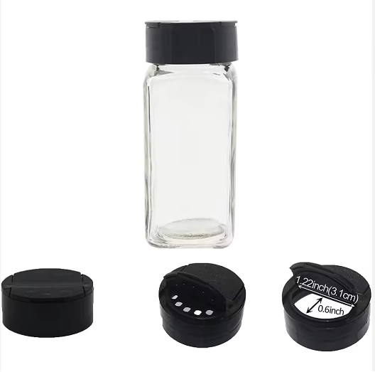 Glass Spice Jars with Plastic Shaker Lid 4oz 120ml Square Spice Jars Bottles with Spice Labels