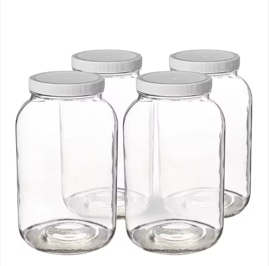 One Gallon 4 L Glass Mason Jar Storage Canister 128oz mason jars Container With Plastic Sealed Lid