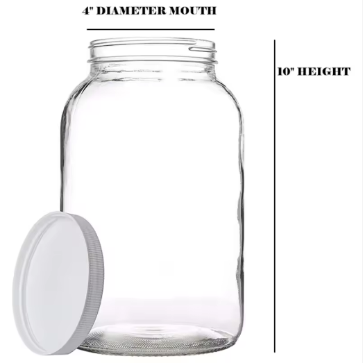 One Gallon 4 L Glass Mason Jar Storage Canister 128oz mason jars Container With Plastic Sealed Lid