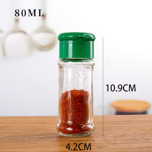 Round glass spice storage container spice bottle 80ml spice glass jar