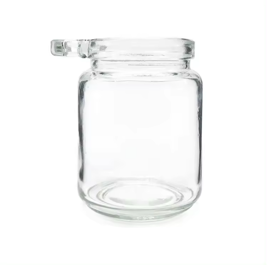 8.5oz 250ml Clear Round Glass Spice Jars with Wooden Cork Lid and Spoon