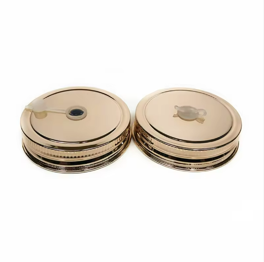 70mm/86mm Regular Mouth Stainless Steel Mason Jar Lid with Straw Hole and silicone ring