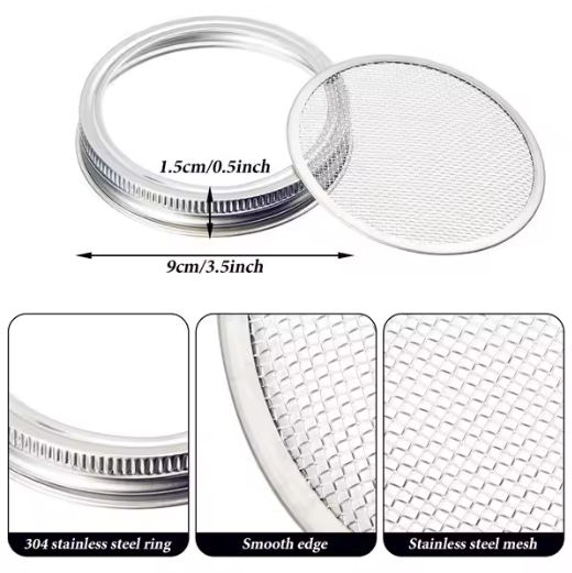 BPA Free Regular Mouth Canning Mason Jar Stainless Steel Strainer Removable Wire Mesh Sprouting Lid