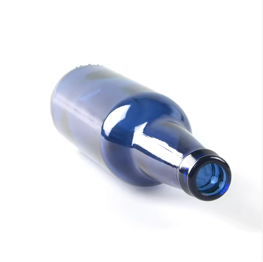 Blue beer bottle with crown cap 330ml empty glass bottle supplier wholesale