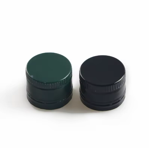 Aluminum and plastic lid for glass olive oil bottle，Inner cap outer lid heat shrink films cover