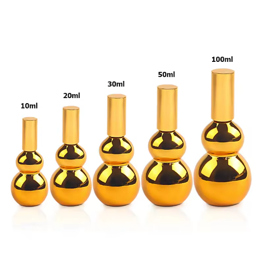 Luxury golden perfume bottle with pump spray Electroplated glass atomizer bottle